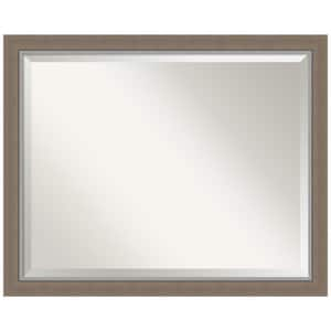 Medium Rectangle Eva Brown Beveled Glass Casual Mirror (25.25 in. H x 31.25 in. W)