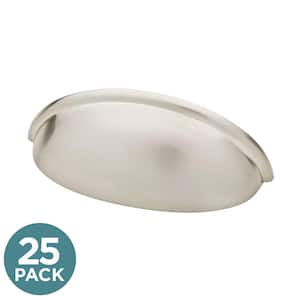 Cup 3 in. (76 mm) Modern Satin Nickel Cabinet Drawer Cup Pulls (25-Pack)