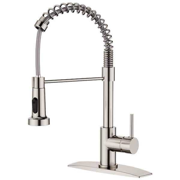 Single Handlem Deck Mount Standard Kitchen Faucet Kitchen Sink Faucet 1 Hole or 3 Hole in Brushed Nickel