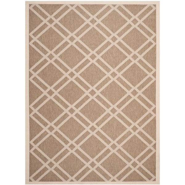 Courtyard Brown/Bone 8 ft. x 11 ft. Geometric Indoor/Outdoor Patio  Area Rug
