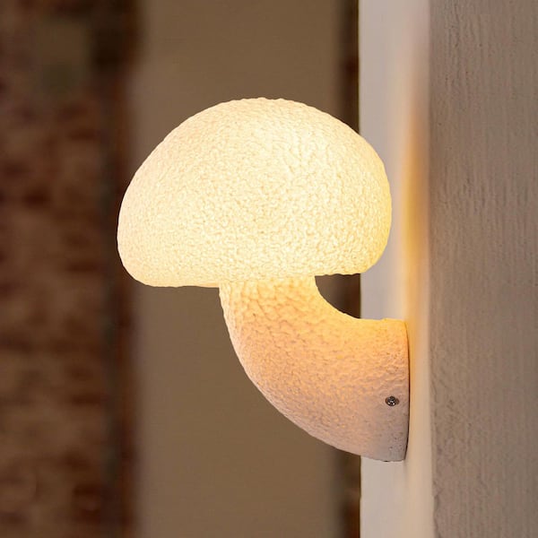 Arjit 9.8 in. 1-Light Modern White Geometric Mushroom Shape Wall Sconce