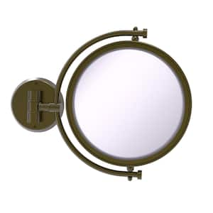 8 in. x 10 in. Round Framed Wall Mounted Make-Up Mirror 3X Magnification in Antique Brass