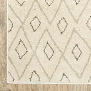 Sand Ash Grey and Ivory  4 ft. x 6 ft. Geometric Power Loom Stain Resistant Area Rug