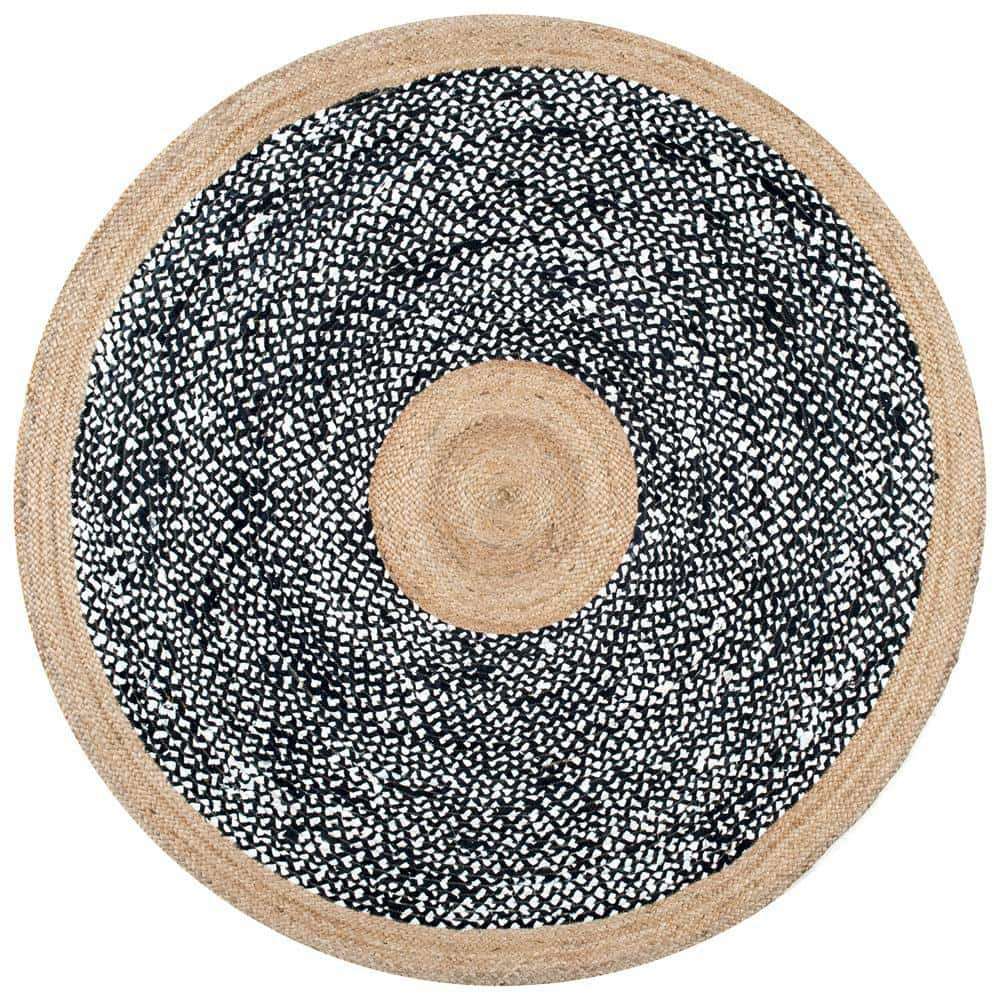 Large Round Natural 100% Braided Jute and Cotton Rug 3 Sizes Fair