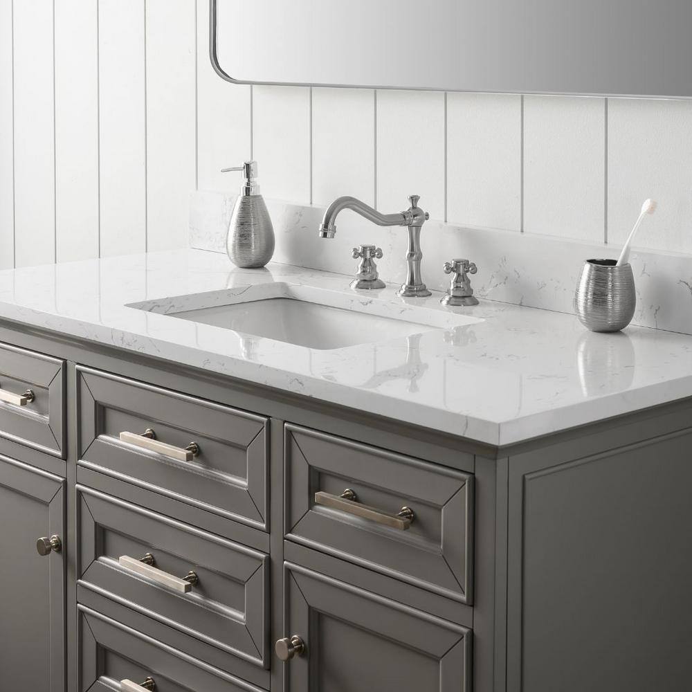 Thompson 48'' Gray Solid Wood Bathroom Vanity with Stone Top