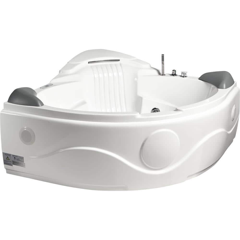 61 Acrylic Freestanding Whirlpool and Air Bathtub with 6 Water Jets and 