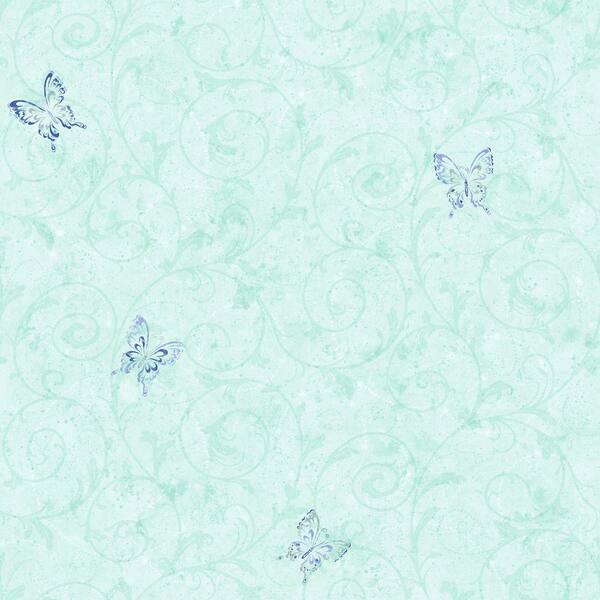 York Wallcoverings 56 Sq. Ft. Butterfly Scroll Wallpaper-DISCONTINUED