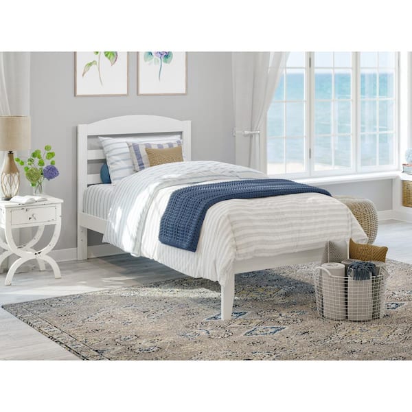 AFI Warren 38-1/4 in. W White Twin Extra Long Solid Wood Frame with Attachable USB Device Charger Platform Bed