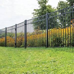 Natural Reflections Standard-Duty 4-1/2 ft. H x 6 ft. W Black Aluminum Pre-Assembled Fence Panel