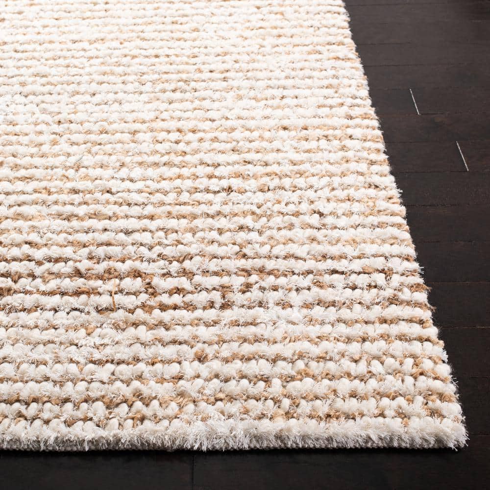 Luxe Hand-Tufted Shag Wool Blend 4' x 6' White Rectangular Rug