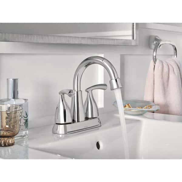 Chrome 2 Handle 4-in Centerset Bathroom Sink Faucet Deck Mount Chrome Basin 