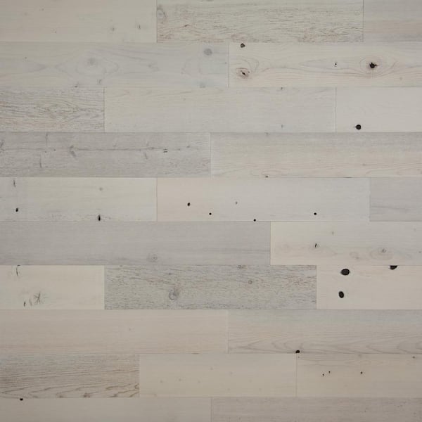 Timberchic 1/8 in. x 5 in. x 12-42 in. Peel and Stick White Wooden Decorative Wall Paneling (40 sq. ft./Box)