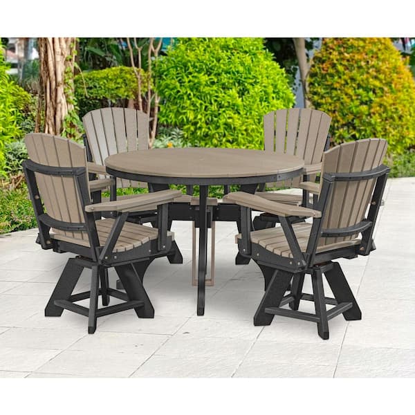 Adirondack Black Frame 5-Piece High Density Plastic Round Dining Height Outdoor Dining Set