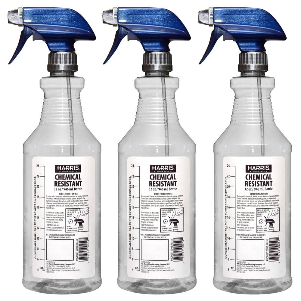 Professional Spray Bottles with Trigger 32oz 3-PK Heavy Duty Chemical Resistant 