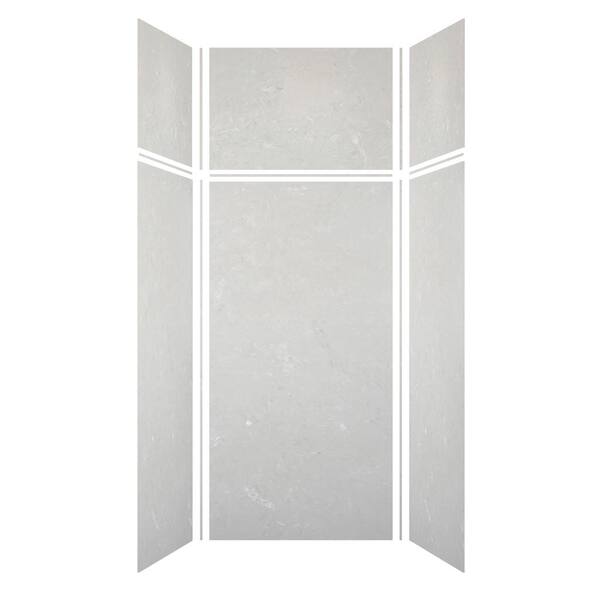 Transolid Saramar 36 in. W x 96 in. H x 36 in. D 6-Piece Glue to Wall Alcove Shower Wall Kit with Extension in Lunar Velvet