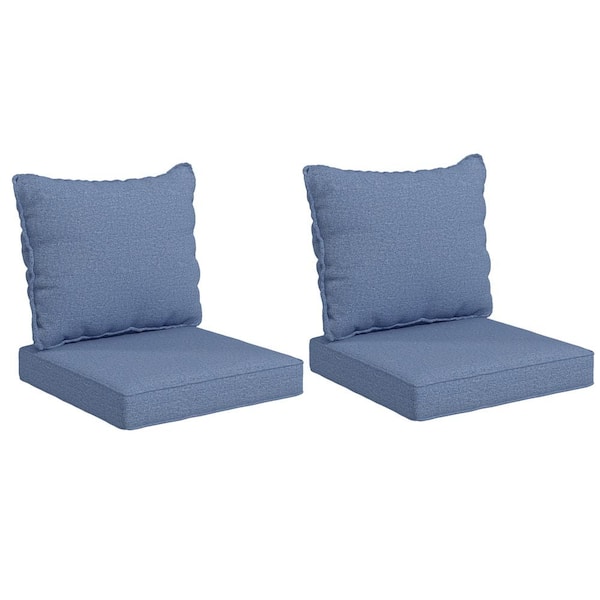 Outsunny 4-Piece Patio Chair Cushion and Back Pillow Set, Seat Replacement Patio, Cushions Set for Outdoor Garden Furniture, Blue