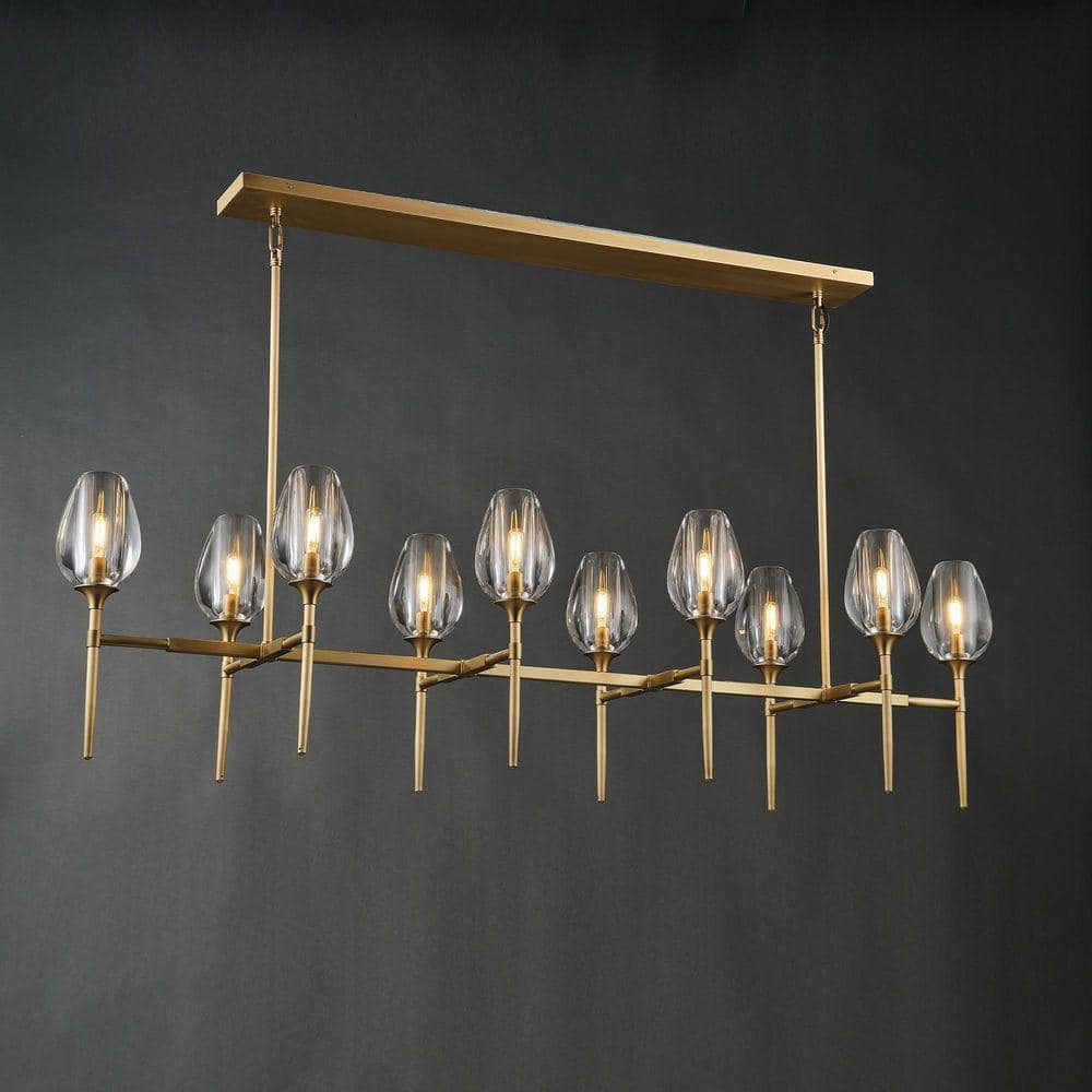Modern Chandelier 65 in. 10-Lights Linear Gold Chandelier for Dining Room, Kitchen Island, Living Room (Included Bulbs) price history on PriceWatchPro
