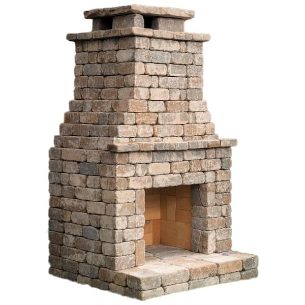 Fremont 47.25 in. x 51.125 in. x 89.625 in. Bethany Ledge Blend Outdoor Weathered Concrete Fireplace Kit