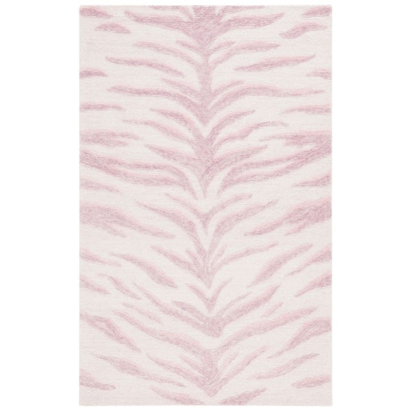 Ebony 6 ft. x 9 ft. Pink/Ivory Zebra Striped Area Rug
