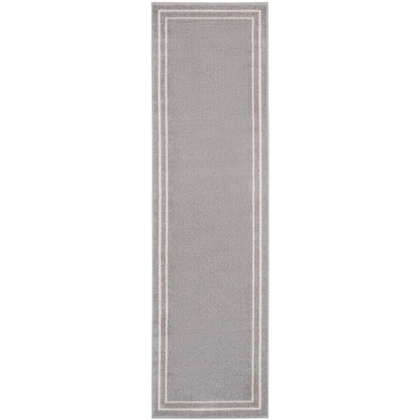 Nourison Nourison Essentials Grey/Ivory 2 ft. x 6 ft. Solid Contemporary Runner Area Rug
