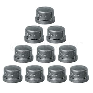 1/2 in. x 1 in. L Malleable Iron Pipe Cap, Threaded Fitting 150 lbs. Application Black Pipe Cap (10-Pack)