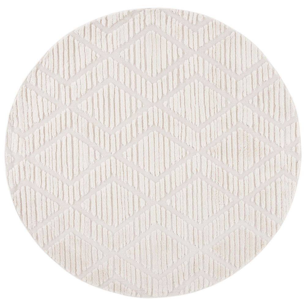 Urban 7 ft. x 7 ft. Ivory Diamond High-Low Round Area Rug