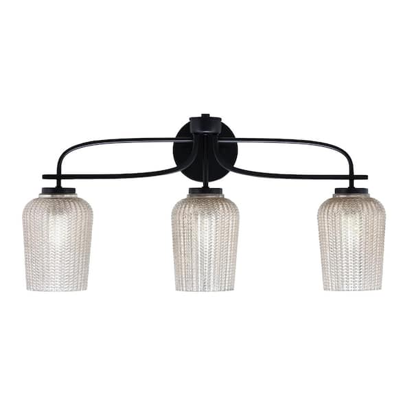 Unbranded Olympia 26.25 in. 3-Light Matte Black Vanity Light
