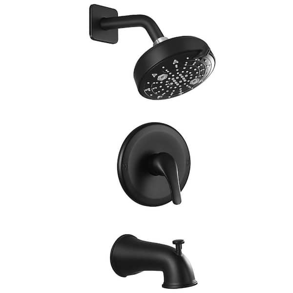 AKLFGN Single Handle 6 -Spray Tub and Shower Faucet 1.8 GPM with Tup Spout in Matte Black Valve Included