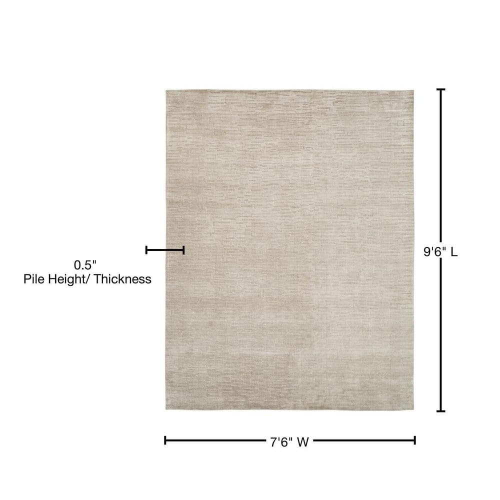 Handmade Beige Linen and Wool Geometric Area Rug 8' x 10'