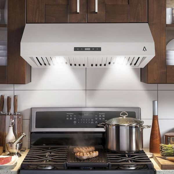 30 in. 400 CFM Ductless Under Cabinet Range Hood in Sliver Stainless Steel with Adjustable Temperature, Aluminum Filters