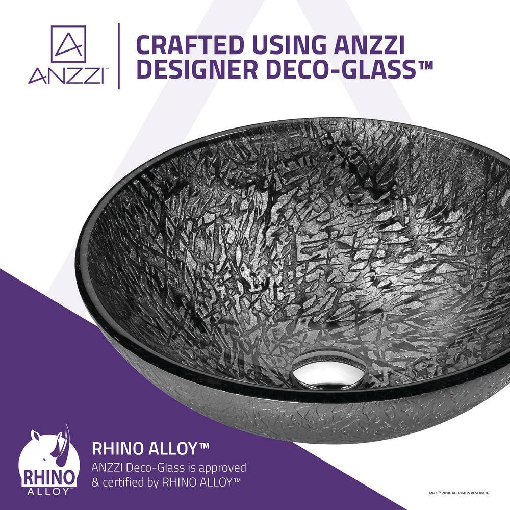 Arctic Sheer 16.5'' Gray Tempered Glass Circular Bathroom Sink