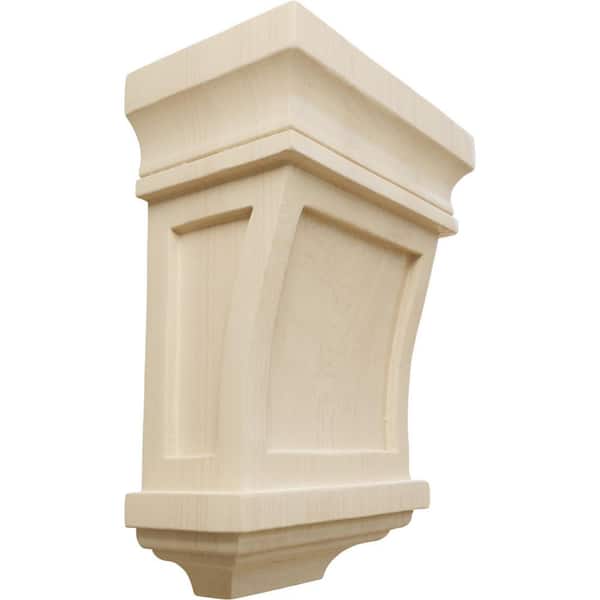 Ekena Millwork 3 in. x 5 in. x 7 in. Unfinished Wood Rubberwood Santa Fe Corbel