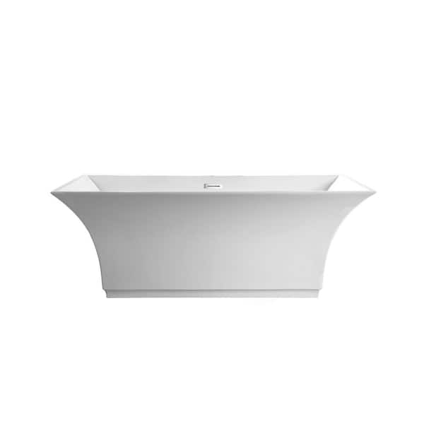 A&E Marryat 67 in. Acrylic Freestanding Flatbottom Non-Whirlpool Bathtub in White No faucet