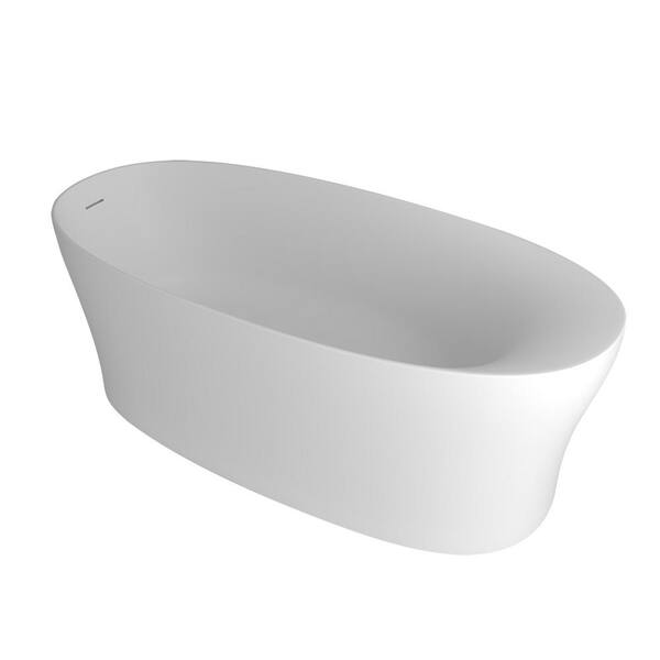 GIVING TREE JUNO 71 in. x 31.5 in. Solid Surface Non-Whirlpool Soaking Bathtub with Interior Ergonomics Radian Backrest in White