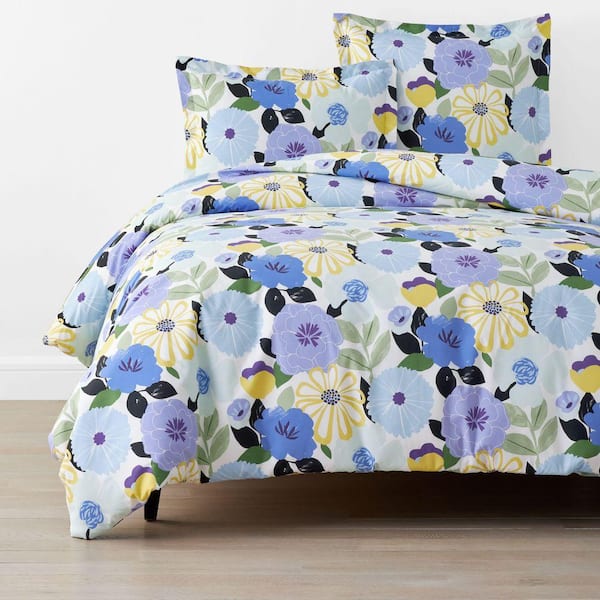 Company Cotton Floral Harmony White Multi Twin/Twin XL Cotton Percale Duvet Cover