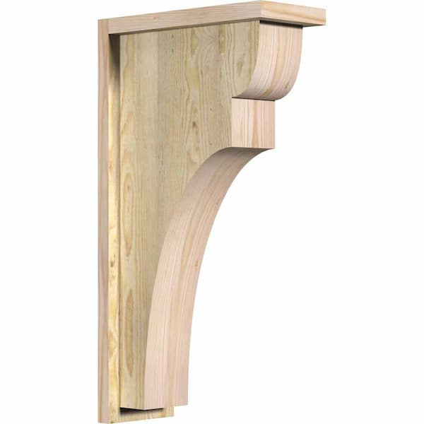 Ekena Millwork 6 in. x 14 in. x 26 in. Douglas Fir Yorktown Rough Sawn Corbel with Backplate