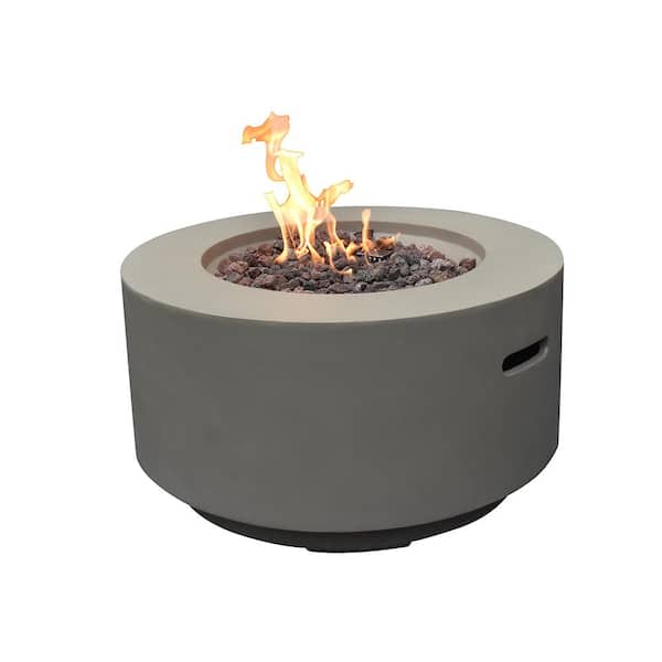 Modeno Waterford 27 in. Dia x 14 in. H Outdoor Round Reinforced Concrete Liquid Propane Fire Pit Table with Lava Rocks
