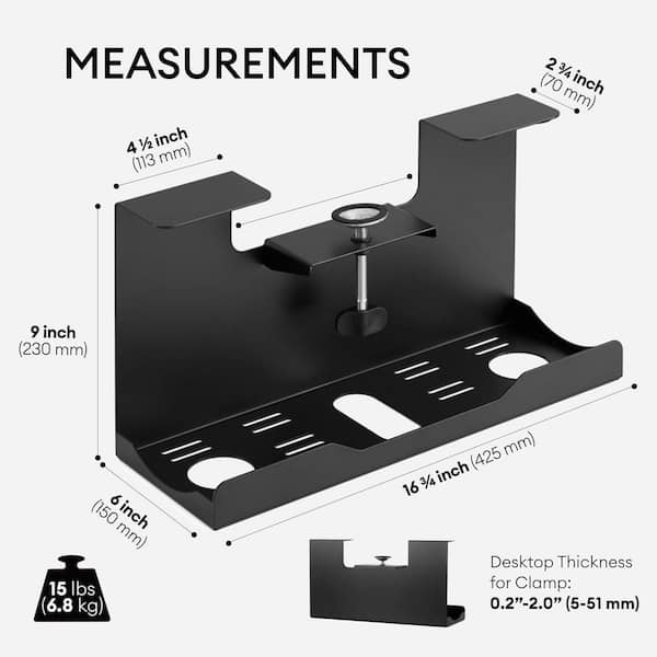 Yichuhaoxi Clamp-On Steel Cable Management Tray Under Desk Heavy