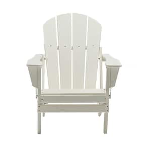 White Modern Adirondack Chair, Ergonomic Design and Comfort, Plastic Resin Deck Chair, Painted, Weather Resistant