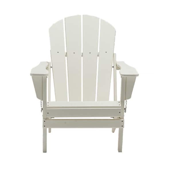 Wildaven White Modern Adirondack Chair, Ergonomic Design and Comfort, Plastic Resin Deck Chair, Painted, Weather Resistant