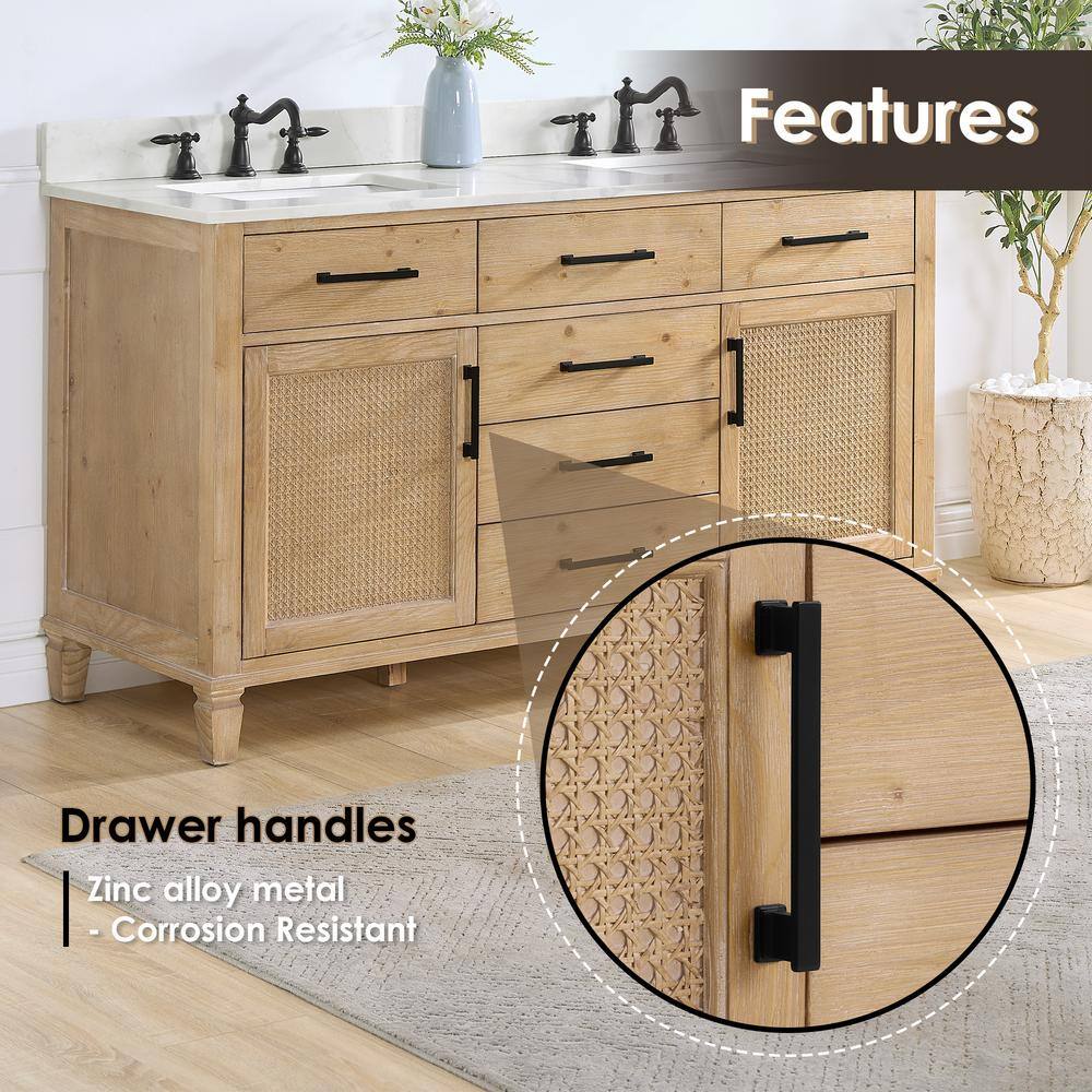 Solana 60" Weathered Fir Double Sink Vanity with White Quartz Top and Mirrors
