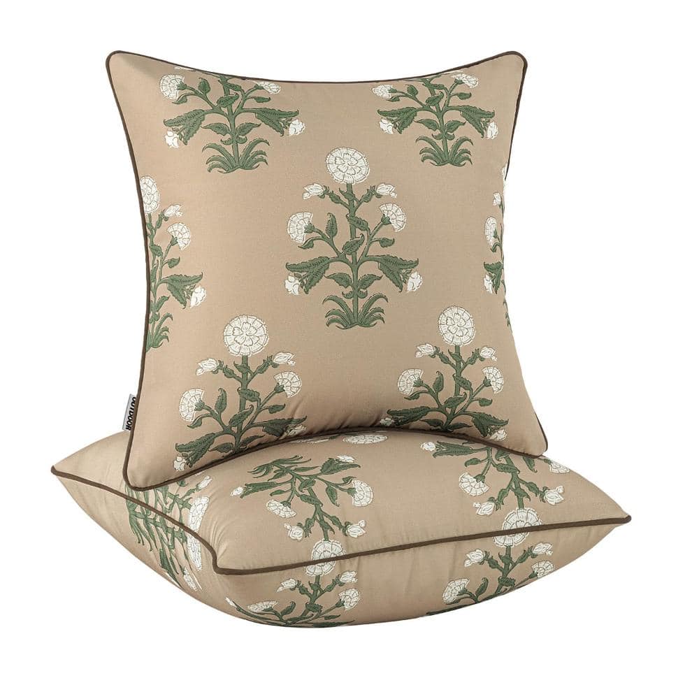 18 in. x 18 in. Outdoor Throw Pillows with Inserts Waterproof Fade Resistant Brown 2-Piece price history on PriceWatchPro