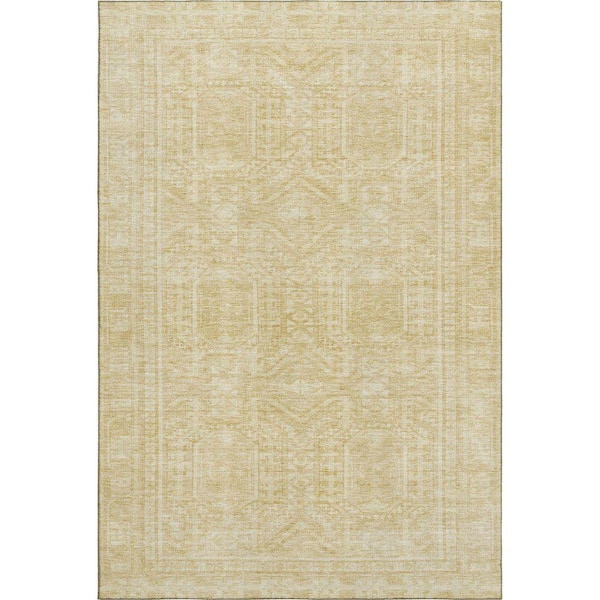 Mayfield Premium Machine Washable Abstract AMF1920 Wheat 5 ft. x 7 ft. 6 in. Area Rug