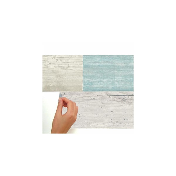 DISTRESSED WOOD look PLANKS peel /& stick wall stickers 16 decals barn BLUE decor