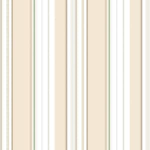 Multi Stripe Taupe/Green Matte Finish Vinyl on Non-Woven Non-Pasted Wallpaper Roll