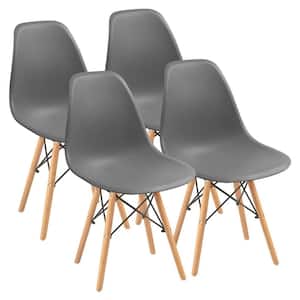 Eames Gray Pre Assembled Mid Century Modern Style Dining Chair, DSW Shell Plastic Side Chairs (Set of 4)