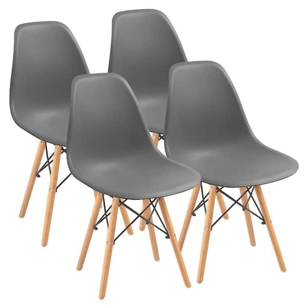 LACOO Eames Gray Pre Assembled Mid Century Modern Style Dining Chair, DSW Shell Plastic Side Chairs (Set of 4)