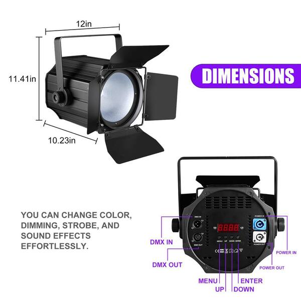 Lukyamzn 6 in 1 RGBWA LED COB Stage Lights with Barn Doors, Par Lights, DMX/Master-Slave DJ Lights Spotlight Warm & Cold White