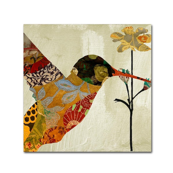 Trademark Fine Art 14 in. x 14 in. "Hummingbird Brocade III" by Color Bakery Printed Canvas Wall Art