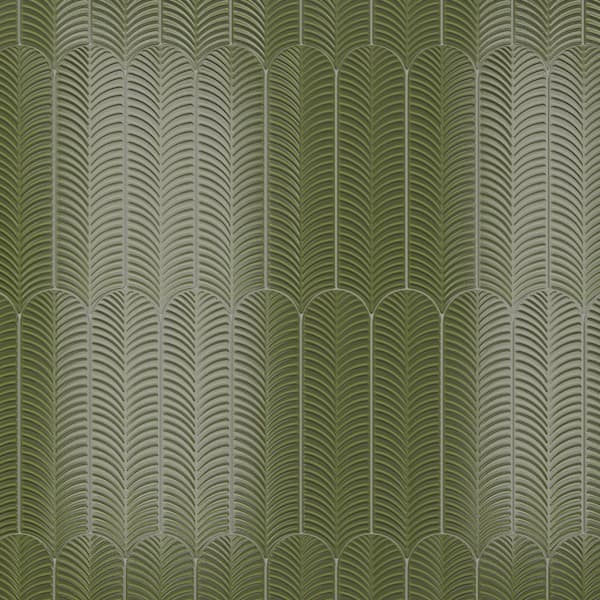 Feather Fern Green 3 in. x 12 in. 3D Textured Glossy Ceramic Subway Wall Tile (20-Piece, 4.84 sq. ft. /Case)